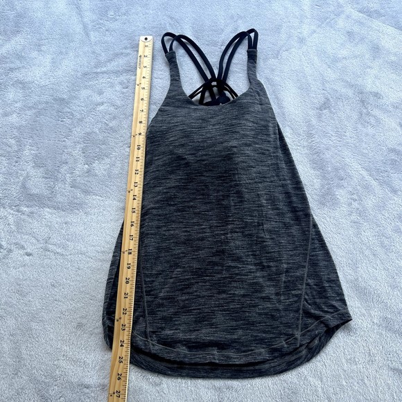 Lululemon Shirt Womens 4 Gray Black Free To Be Serene Tank Top Athletic Yoga Gym - Picture 10 of 10